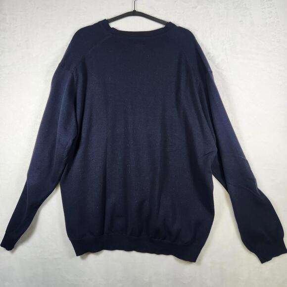 LL Bean V Neck Sweater 100% Wool Blue Size XL - Picture 9 of 10